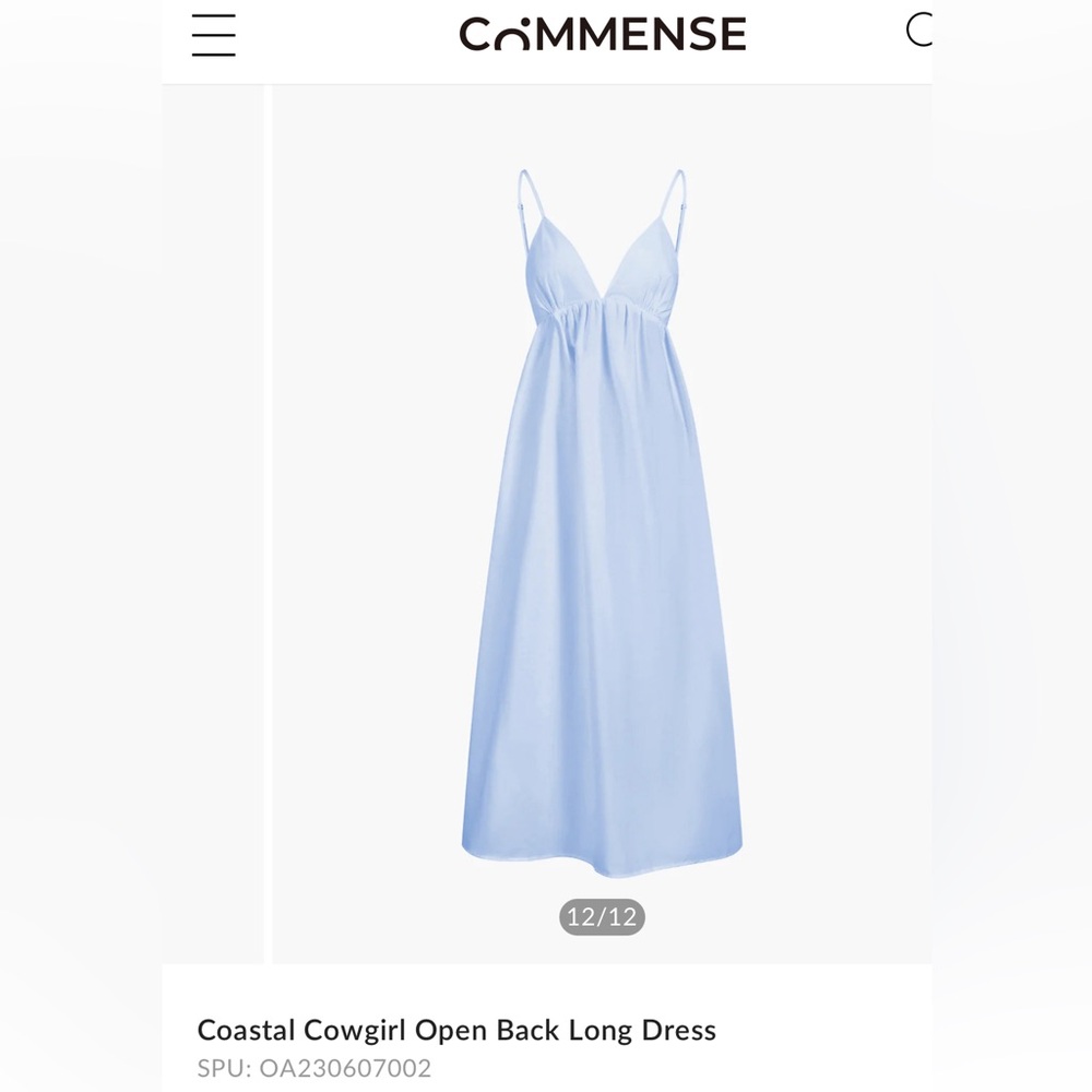 COMMENSE -Coastal Cowgirl Open Back Long Dress in Blue size Medium